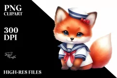 Colorful Watercolor Baby Fox Sailor Suit Product Image 3