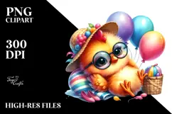 Resting Balloons Baby Rooster PNG Product Image 2