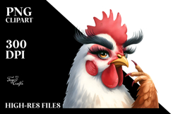 Whimsical Chicken with Human-Like Eyebrows PNG Product Image 2