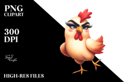 Whimsical Chicken with Human-Like Eyebrows PNG Product Image 2