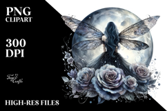 Gothic Fairy on Moon PNG Product Image 2