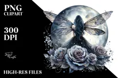 Gothic Fairy on Moon PNG Product Image 2