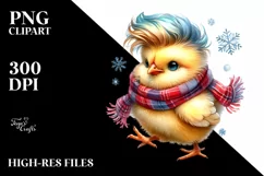 Running Baby Chicken in Winter Outfit, Transparent PNG Product Image 3