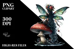 Gothic Fairy on Mushroom PNG Product Image 2