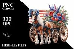 Horse Wagon With Flowers USA Flag Colors Product Image 1