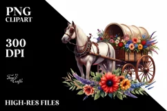 Horse Wagon With Flowers USA Flag Colors Product Image 3