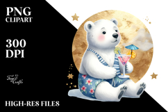 Cute Polar Bear with Cocktail PNG Product Image 2