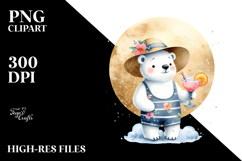 Cute Polar Bear with Cocktail PNG Product Image 2