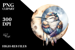 Watercolor Boho Baby Hummingbird Dressed Sleeping on Moon Product Image 2