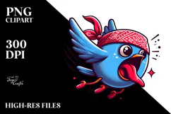 Playful Bird with Bandana PNG Product Image 2