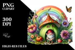 Colorful Vegetable Gnome House | Sublimation Clipart Product Image 1