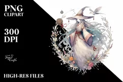 Simple Sorceress Watercolor PNG Product Image 1