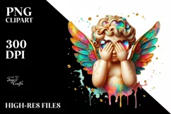Cupid Angel Of Love Gesture Watercolor Florals Clipart Product Image 7