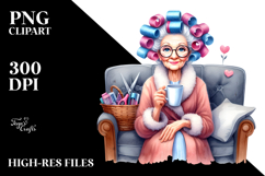 Watercolor Character Sitting on Couch with Mug | Sublimation Product Image 2