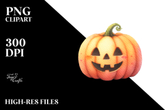 Simple Washed Watercolor JACK-O&#039;-LANTERN PNG Product Image 2
