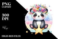 Cute Panda with Flower Crown PNG Product Image 2