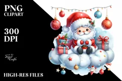 Cute Santa with Ornaments PNG Product Image 1