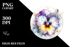Watercolor Stained Pansy Golden Clipart Product Image 3