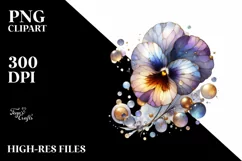 Watercolor Stained Pansy Golden Clipart Product Image 1