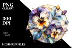 Watercolor Stained Pansy Golden Clipart Product Image 3