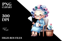 Watercolor Character Sitting on Chair with Mug | Sublimation Product Image 2