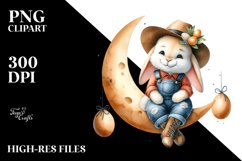 Happy Bunny on Half Moon, Transparent PNG Product Image 2