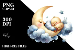 Whimsical Baby Chicken on Moon PNG Product Image 2