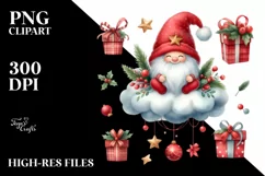 Red Christmas Gnomes With Presents Hanging PNG Product Image 2
