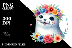 Cute Seal with Flower Crown PNG Product Image 2