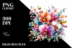 Colorful Orchid Watercolor Bouquet Product Image 3
