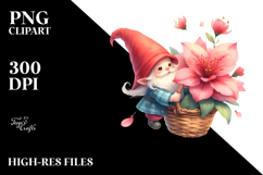 Floating Small Gnome with Large Azalea PNG Product Image 2