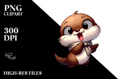 Cartoony Otter with Dramatic Despair PNG Product Image 2