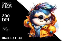 Playful Baby Bird with Raincoat, Transparent PNG Product Image 1