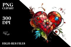 Red Heart Watercolor Painting Product Image 2