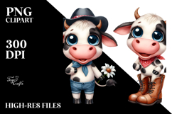 Expressive Cow in Human Boots | Clipart Product Image 2