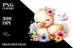 Colorful Smiling Baby Swan, Sleeping Flower | Sublimation | Product Image 1