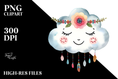 Smiling Boho Cloud PNG Product Image 2