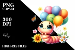 Smiling Baby Worm, Cuddling Balloons, Yellow Flowers | Product Image 1