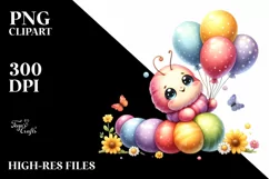 Smiling Baby Worm, Cuddling Balloons, Yellow Flowers | Product Image 1
