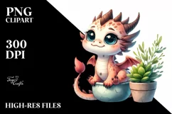 Baby Dragon Sitting in Vase | Sublimation | Clipart Product Image 3