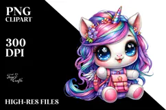 Vibrant Crazy Baby Unicorn, High-Quality PNG Product Image 2