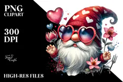 Colorful Valentines Gnome, Transparent PNG Product Image 2