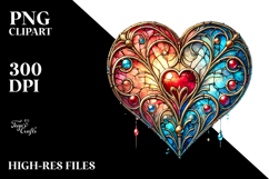 Stained Heart with Metallic Insertions PNG Product Image 2