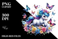 Colorful Baby Unicorn Chasing Butterflies Product Image 3