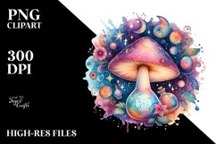 Celestial Watercolor Mushroom Splash | Clipart Product Image 3