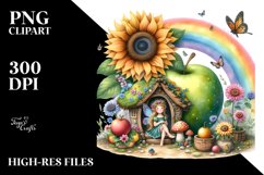 Delicate Fairy House Sunflower | Clipart Product Image 3