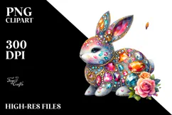 Pastel Bunny Made of Diamonds PNG Product Image 2