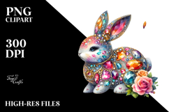 Pastel Bunny Made of Diamonds PNG Product Image 2