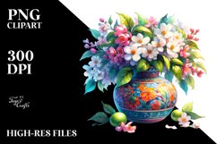 Colorful Watercolor Vase with Jasmine | Sublimation | Product Image 3
