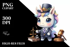 Cute Baby Unicorn Lawyer Clipart Product Image 3